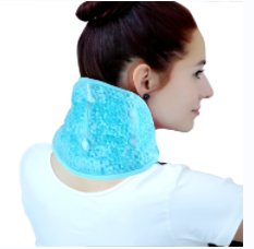 Plush fabric backing neck cold compress ice pack with strap