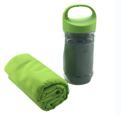 Microfiber sport cooling towel with PET bottle